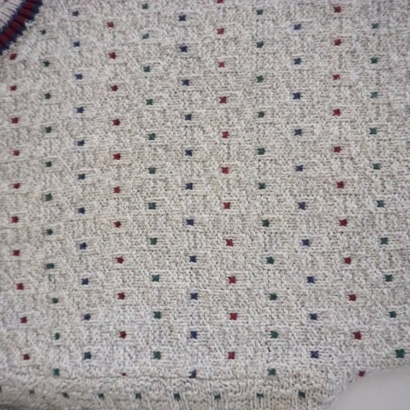 Vintage '90s St John's Bay Gray Maroon 3D Biggie Cosby Knit Crewneck Sweater L - Picture 3 of 9